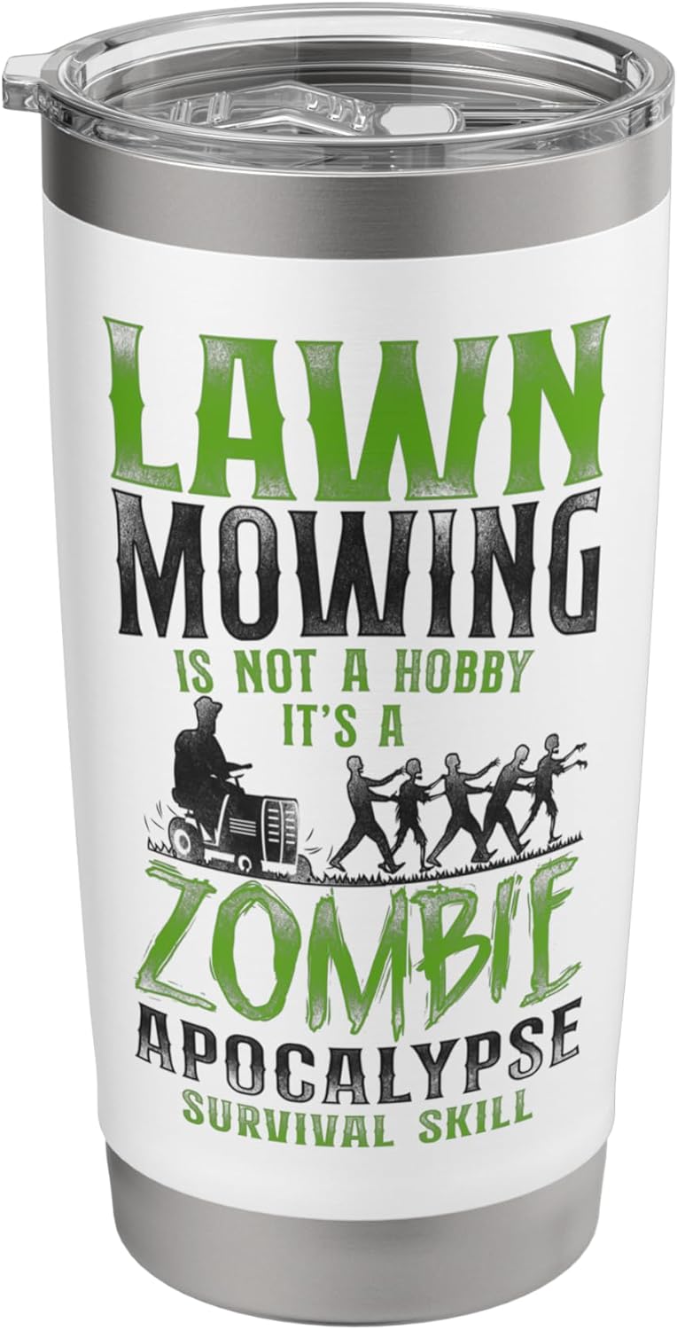 Lawn Mower Mowing Dad Father Landscaper Zombie Tractor Lawn Stainless Steel Insulated Tumbler