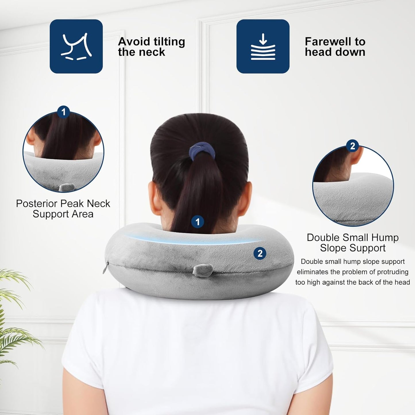 Travel Pillow 100% Pure Comfortable U Shape Memory Foam Pillows Neck and Head Support Portable Travel Neck Pillow Suitable for Planes Airplane for Traveling,Train,Self-Drivingng Car,(Grey)