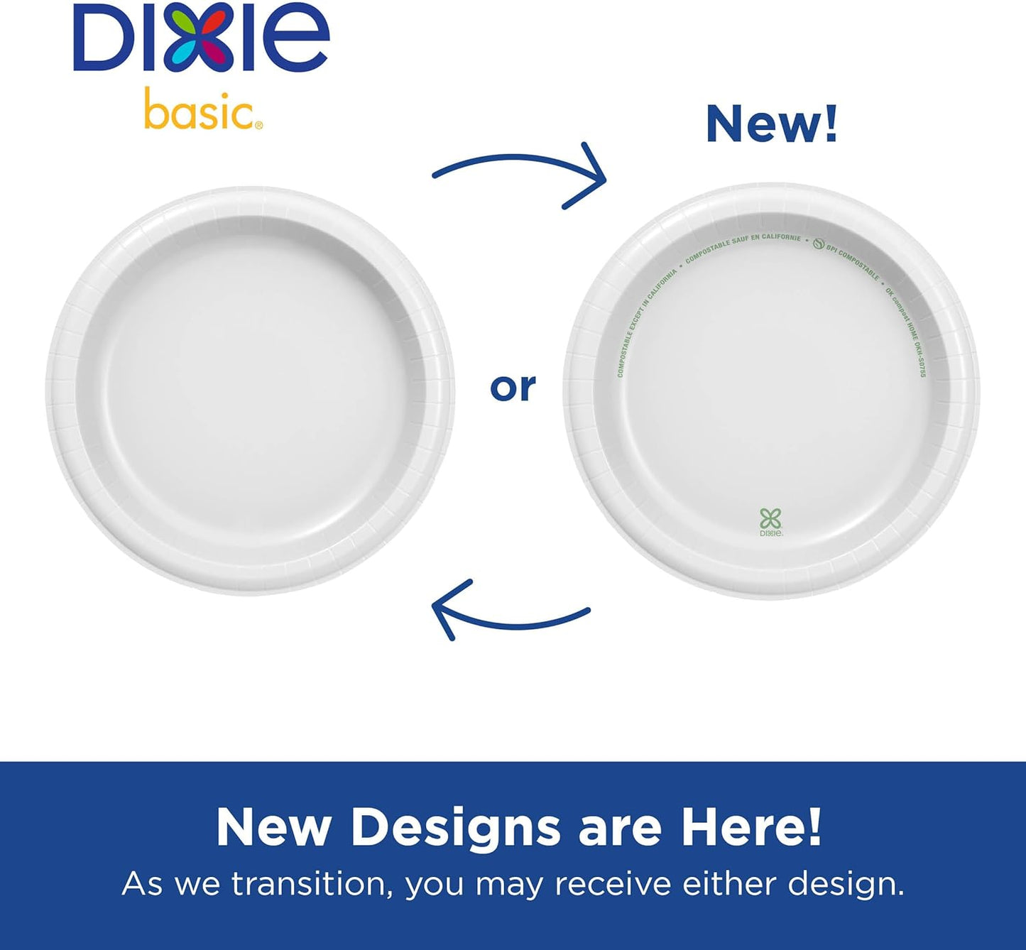 Dixie Basic 8.5 Inch Light-Weight Paper Plates by GP PRO, White, 500 C