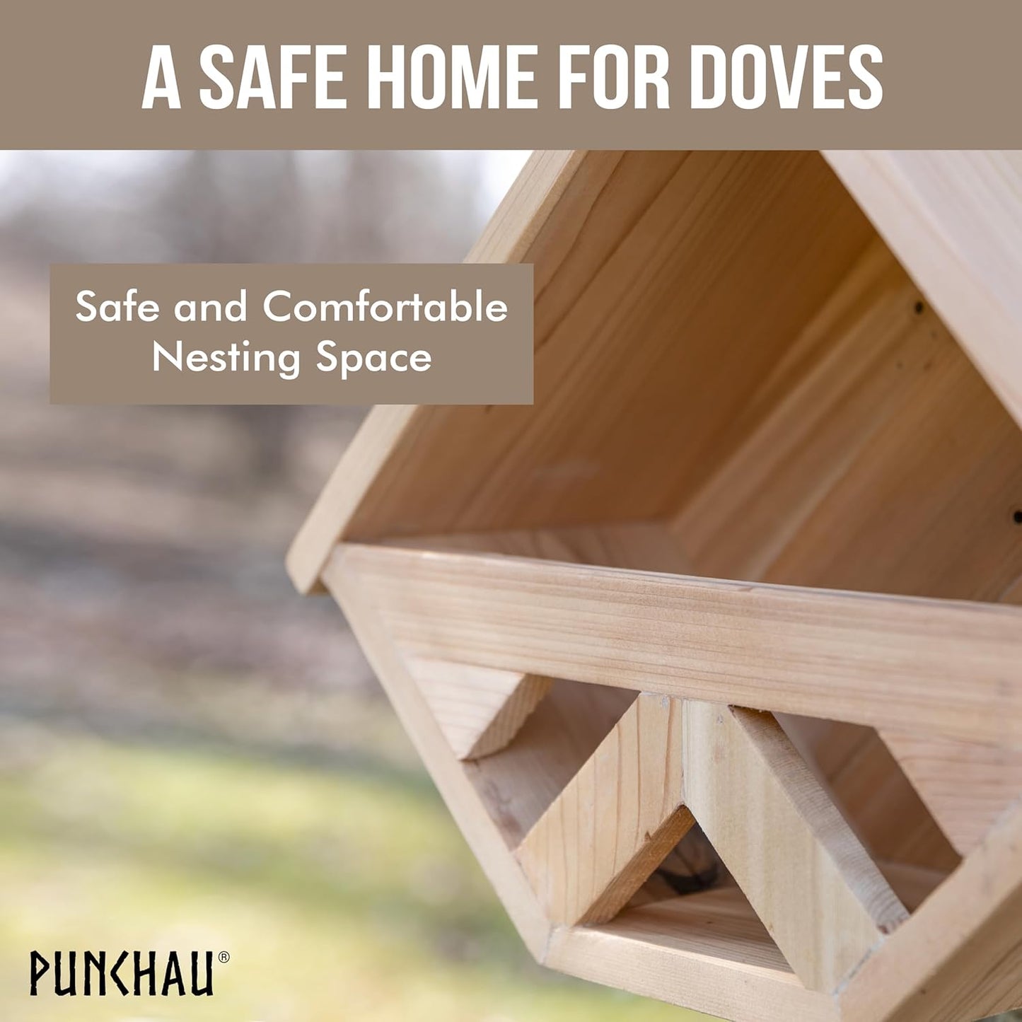 Cedar Mourning Dove Nesting Box - Dove Bird House for Outside Nesting, Outdoor Natural Rough Cut Cedar Bird House w/Natural Shingles (Style 3)