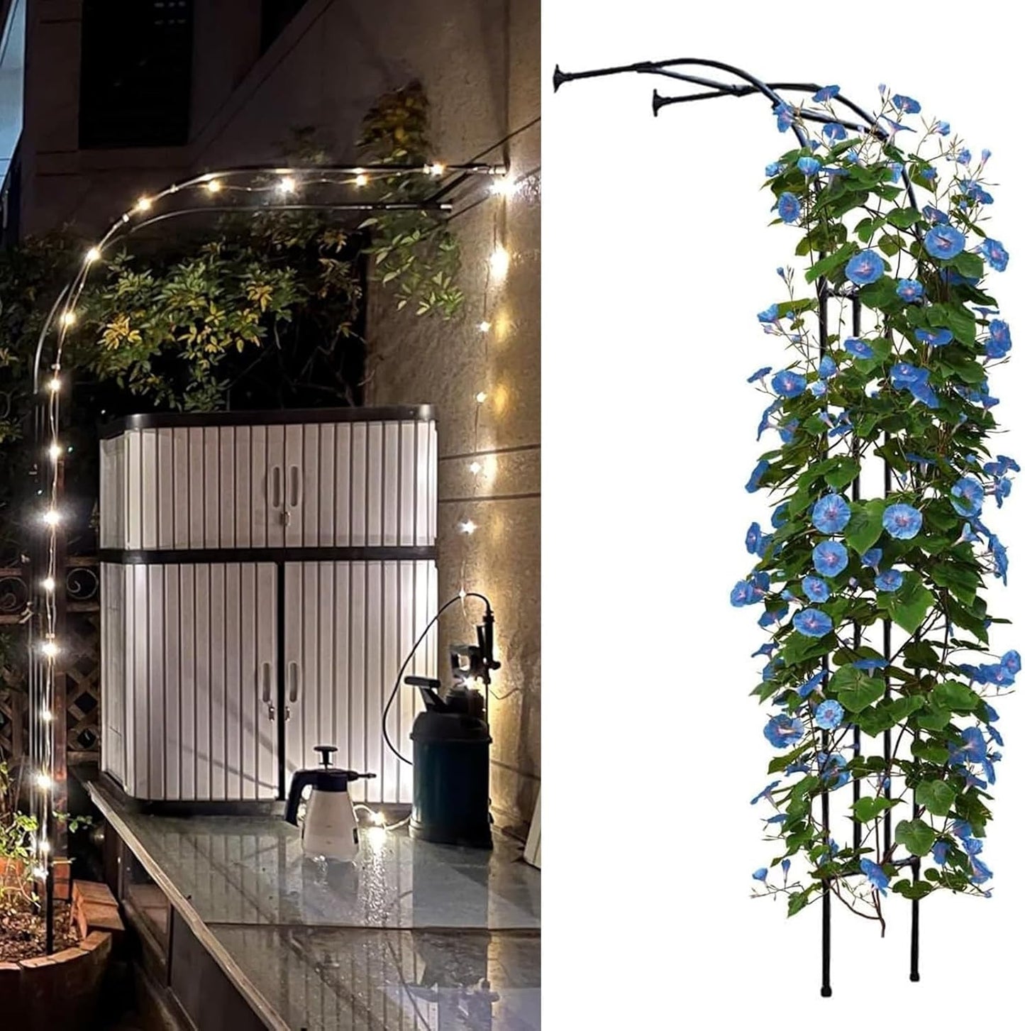 Heavy Duty Steel Garden Arch - 7.2FT Metal Frame for Climbing Plants, Roses, Fruits - Indoor/Outdoor Support Arches, Durable Black Half Arch Design
