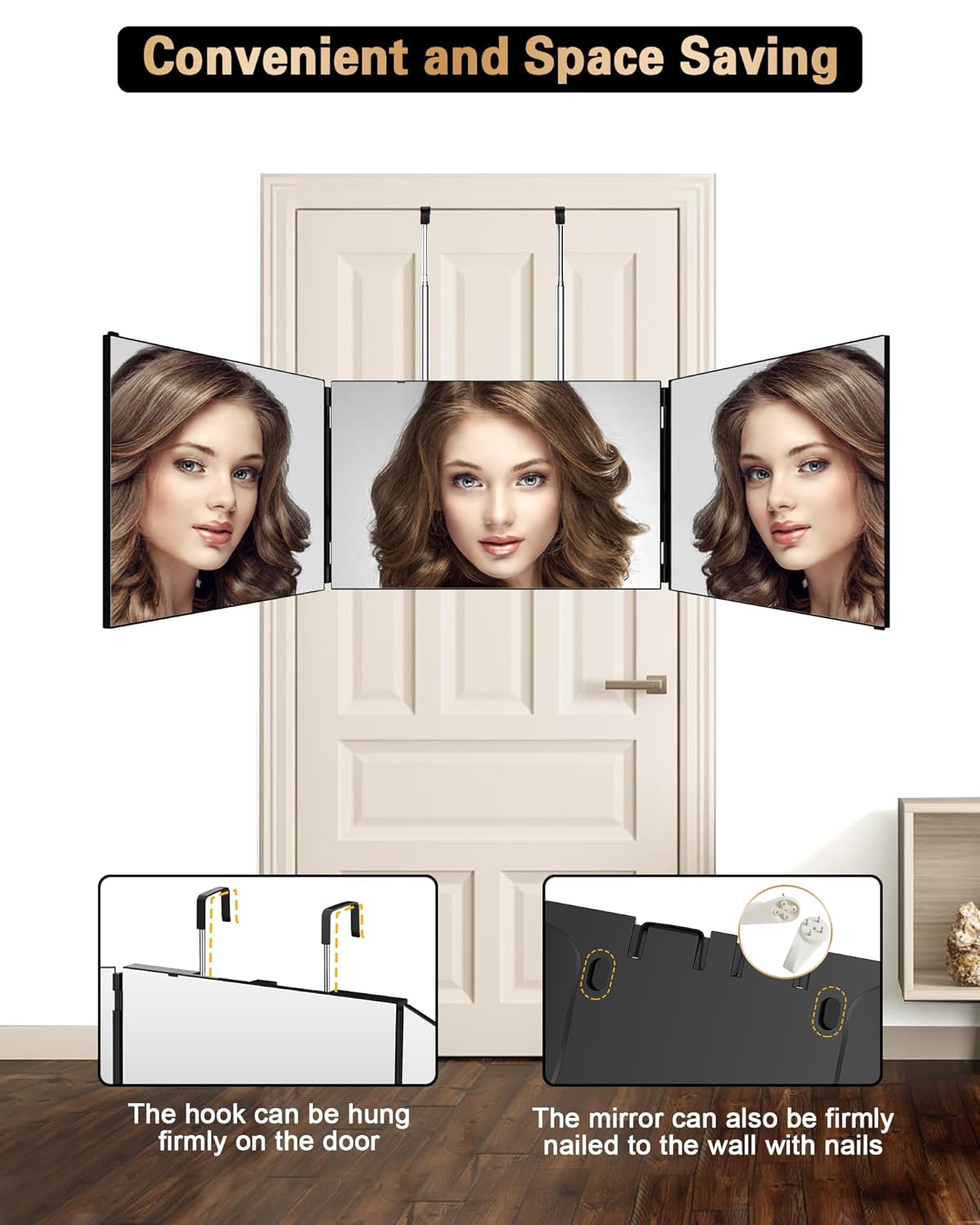 JUSRON 360 Viewing Angle Self Hair Cutting Mirror, Clear Anti-Fog HD G