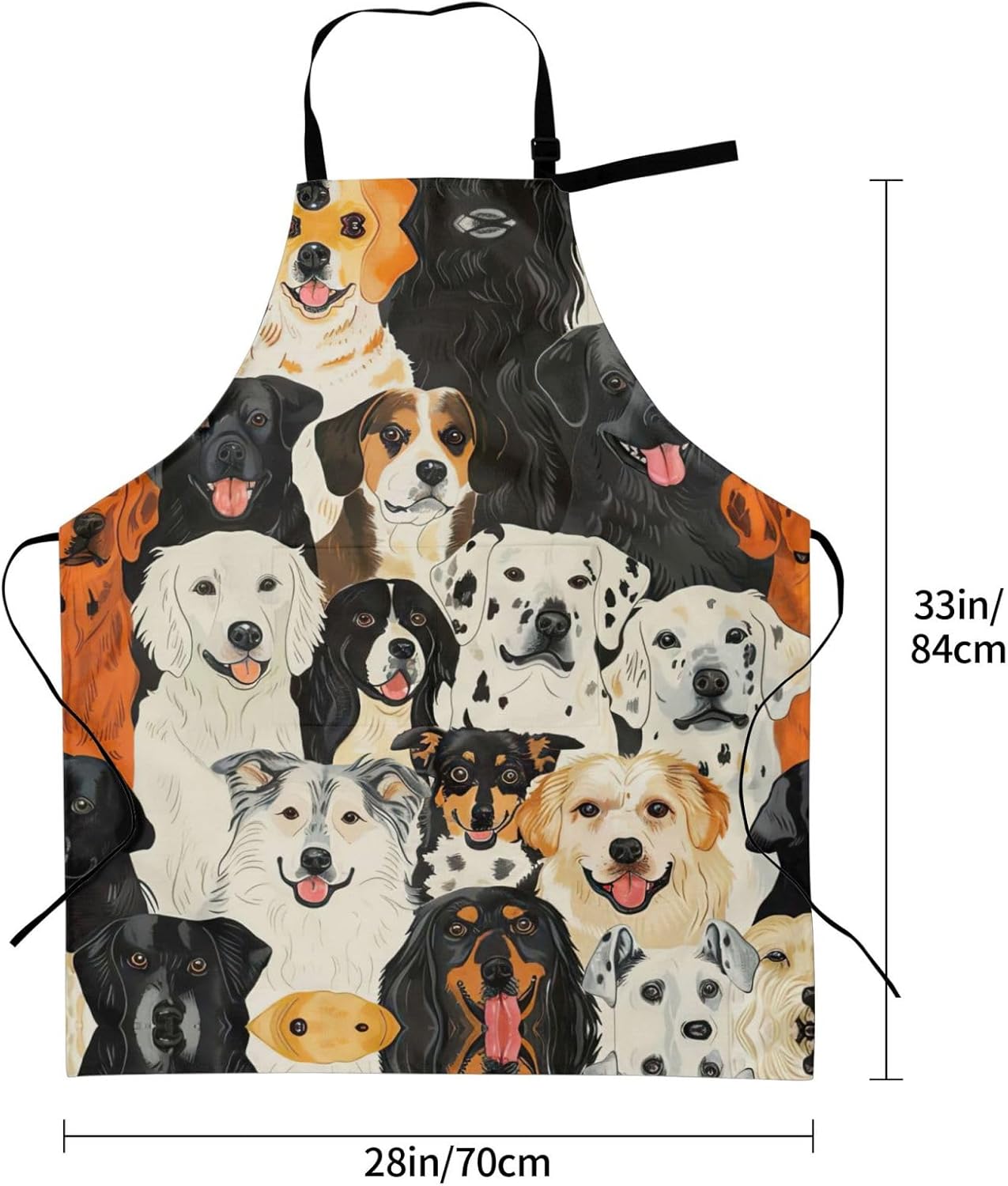 Dogs pattern Print Laundry apron 28x33 In Waterproof Kitchen Apron with Pockets for Cooking Baking