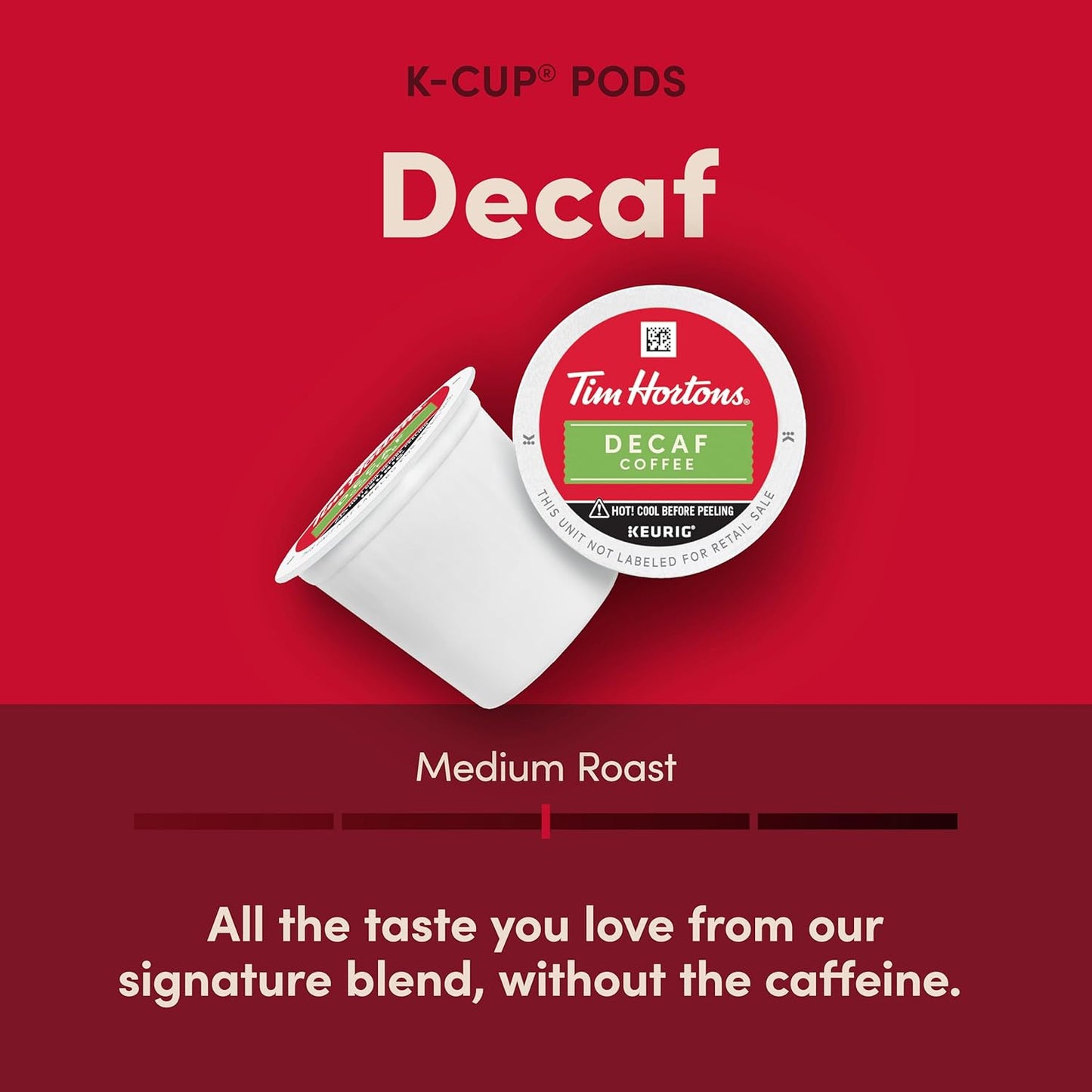 Tim Hortons Decaf, Medium Roast Coffee, Single-Serve K-Cup Pods Compat
