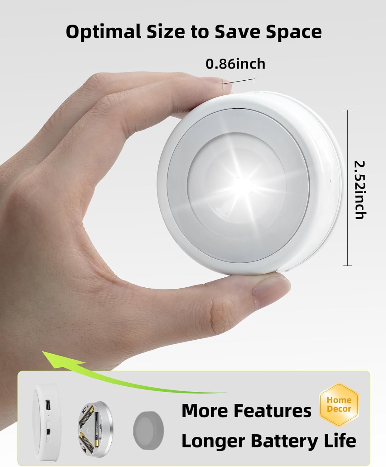 EZVALO LED Puck Lights, Rechargeable Battery Touch Light, 2.5'' Mini T