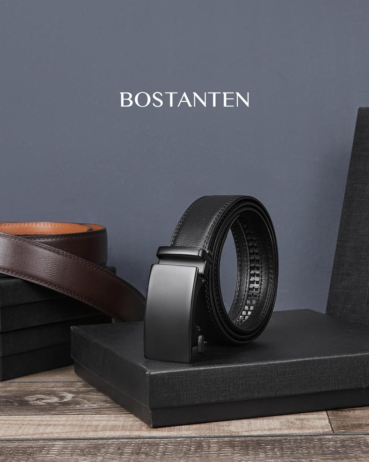 BOSTANTEN Mens Belt Leather Ratchet Belt For Men Dress and Casual with