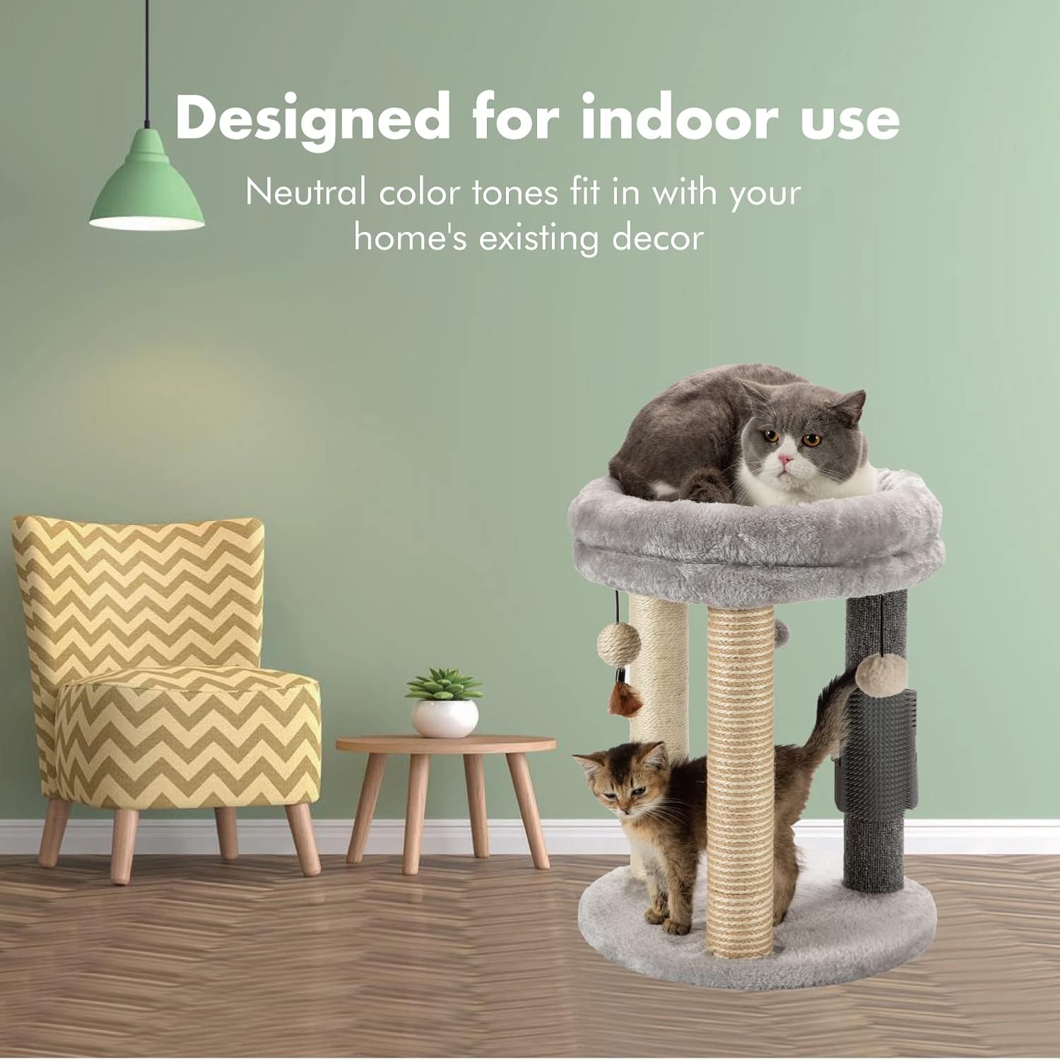 MECOOL 4in1 Small Cat Tree,Scratching Post with Tower Soft Bed, Sisal 
