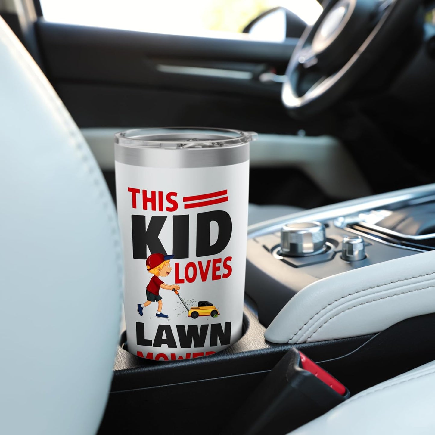 Lawn Mower Mowing Dad Father Landscaper This Kid Loves Lawn Stainless Steel Insulated Tumbler
