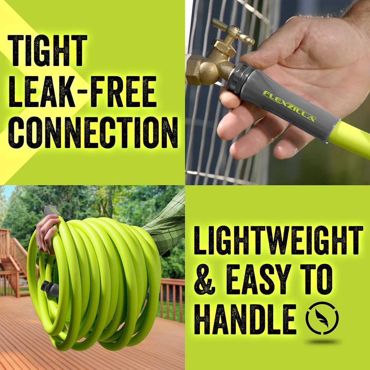 Flexzilla Garden Lead-in Hose 5/8 in. x 5 ft., Lightweight All-Weather Water Hose, Durable and Flexible, Leak-Free Connections
