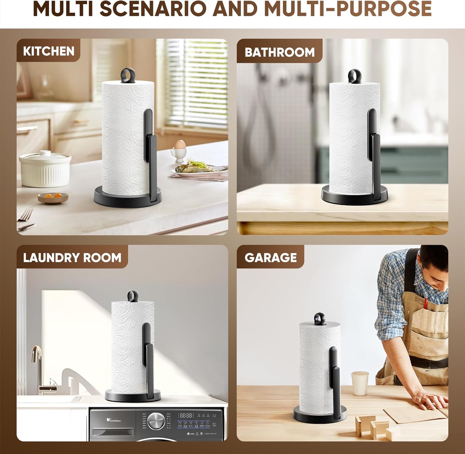 theaoo Heavy-Duty Stainless Steel Paper Towel Holder with Tension Arm 