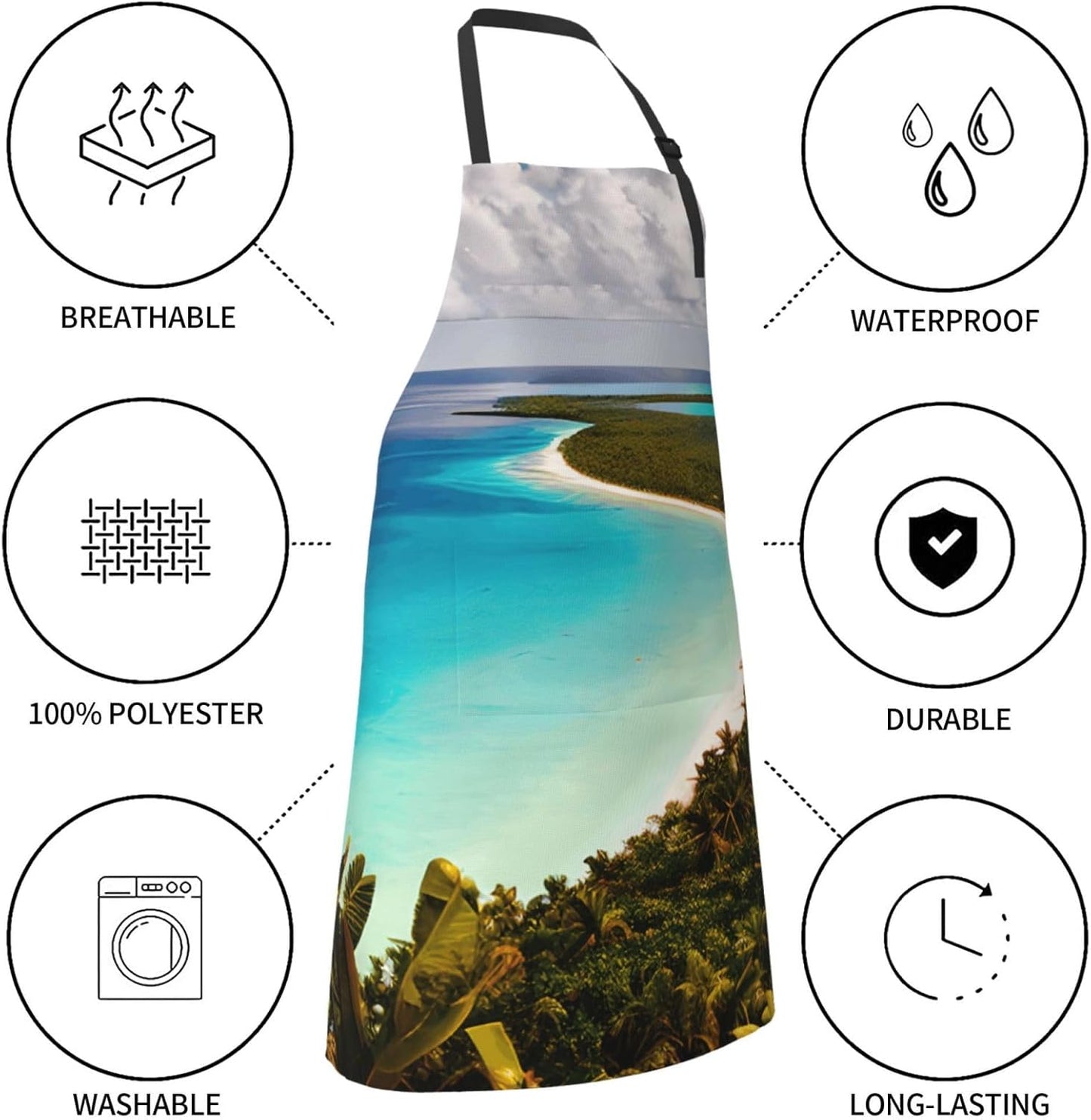 YANYU island of cuba Print 28x33 In Kitchen Apron Stylish Chef Apron with Pockets for Cooking Baking Painting