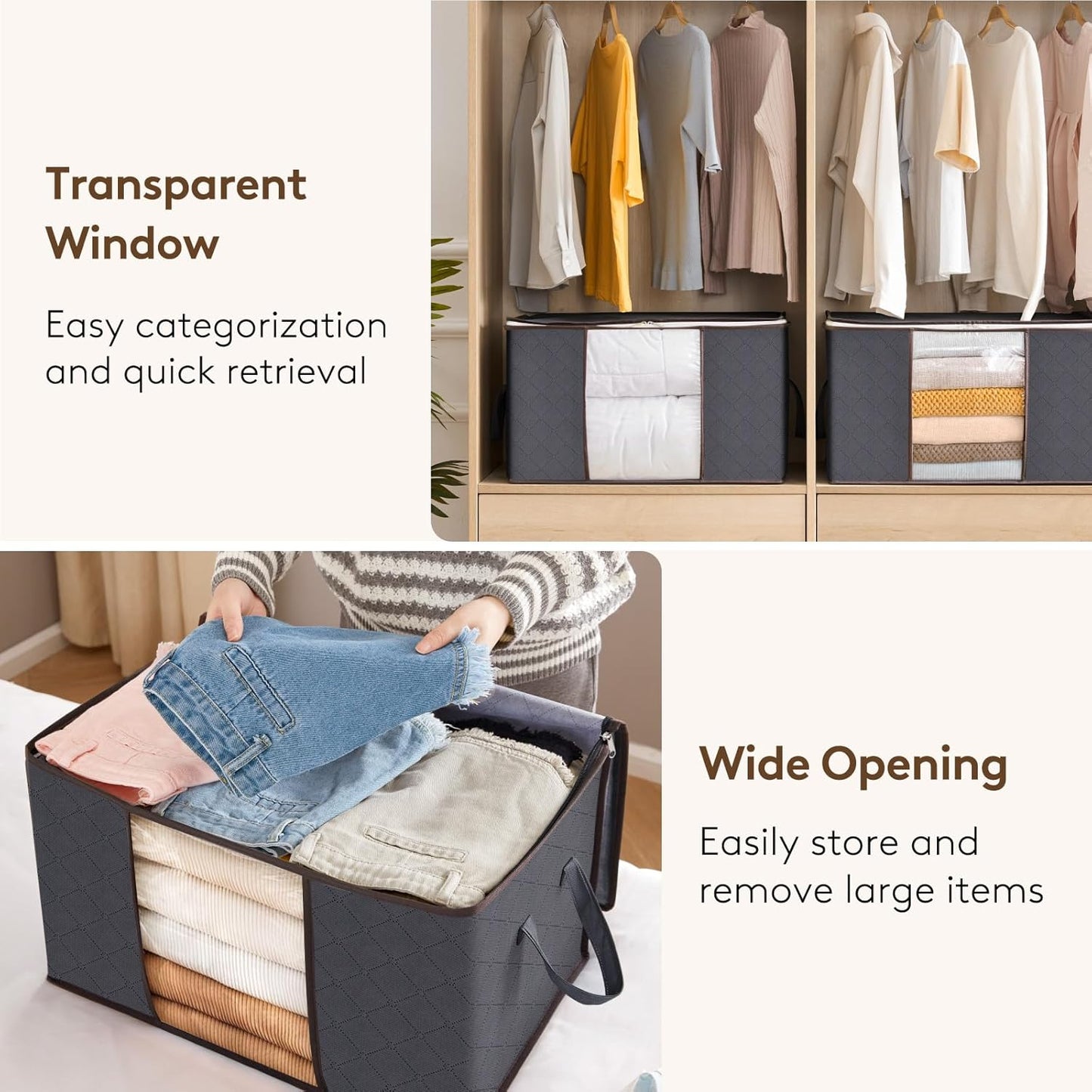 Lifewit 6 Pack Clothes Storage Bins with Lids, Foldable Blanket Storag