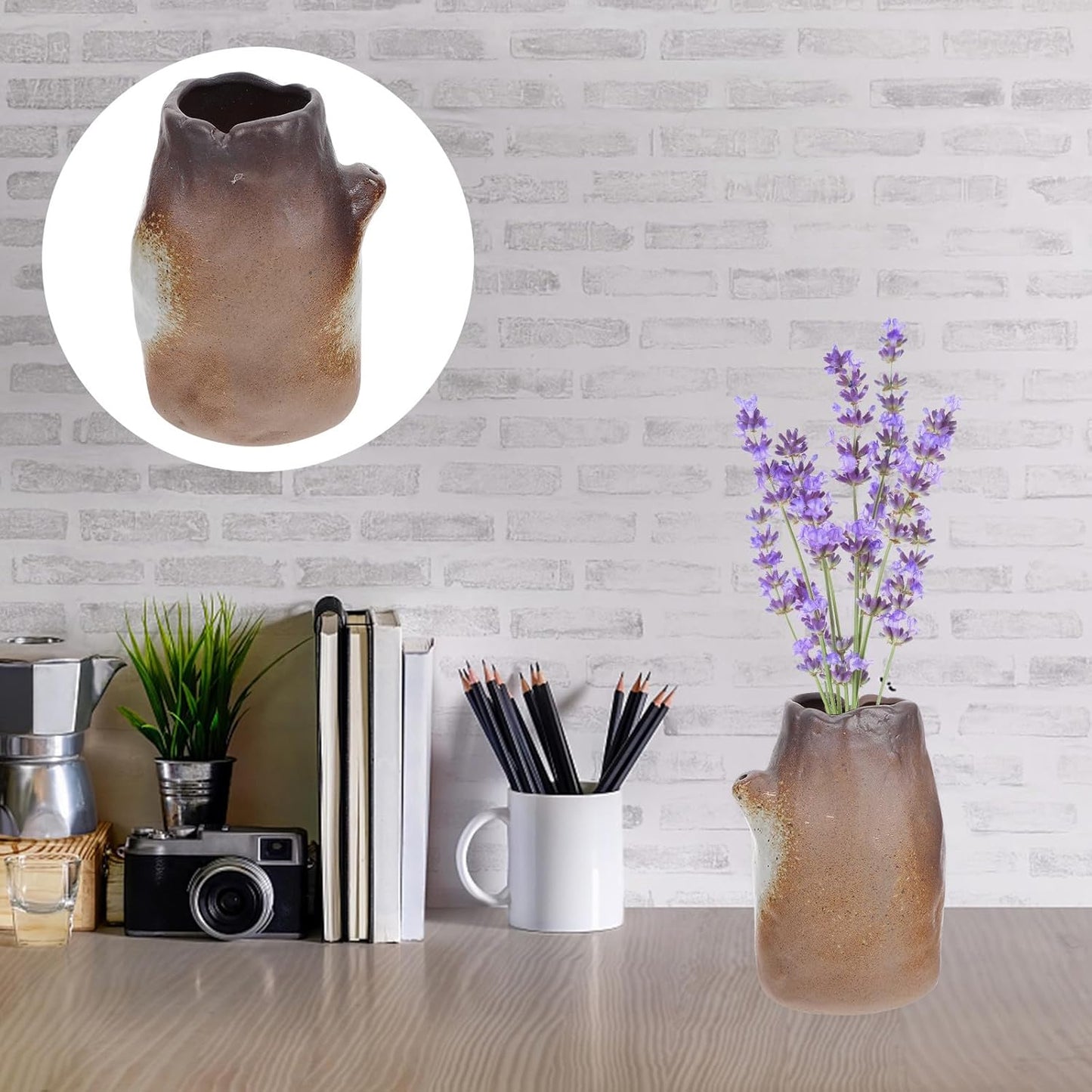 Milisten Ceramic Flower Pot Vintage Stoneware Vase for Desktop Hydrang