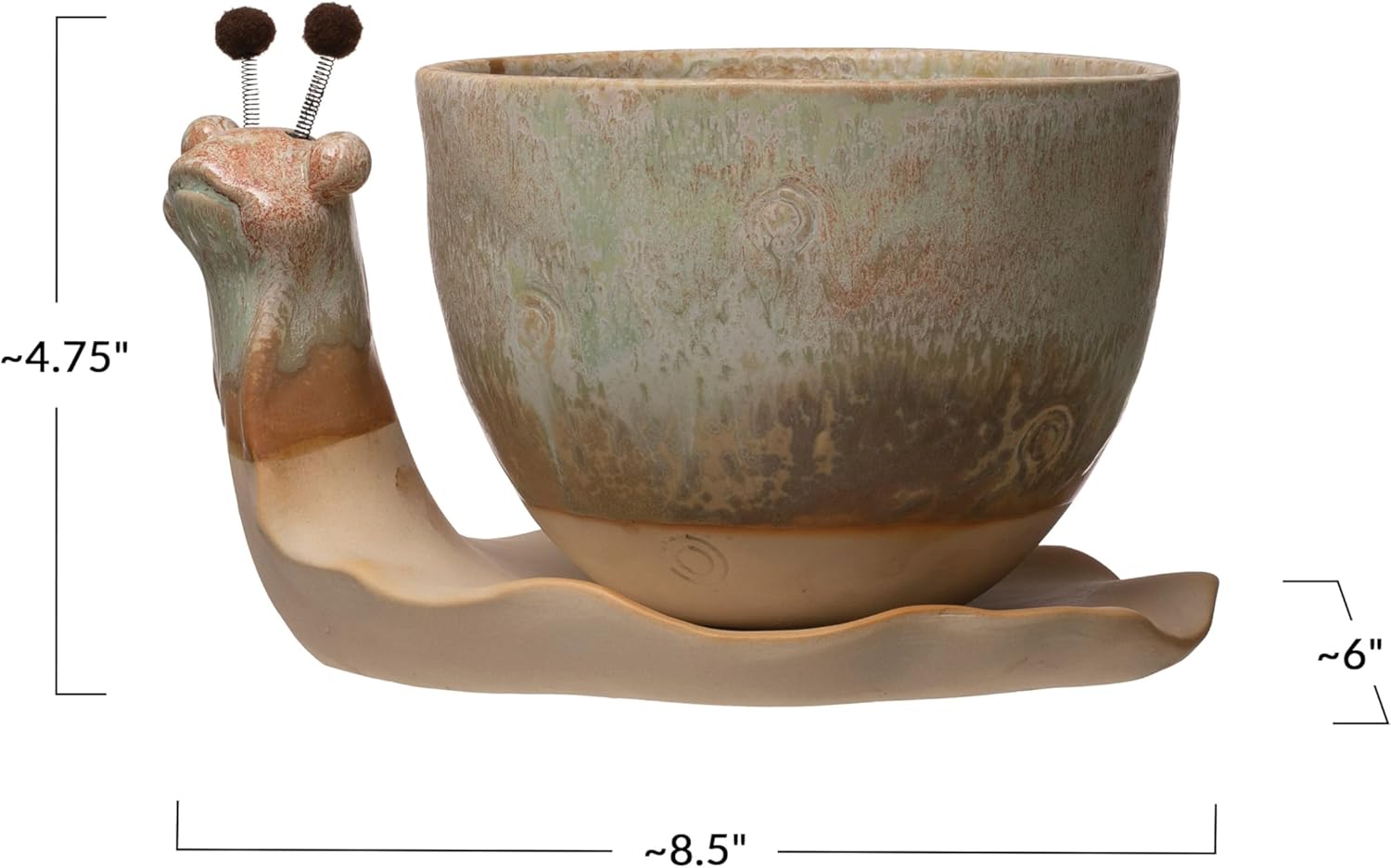 Creative Co-Op Stoneware Snail Planter, Reactive Glaze, (Each One Will