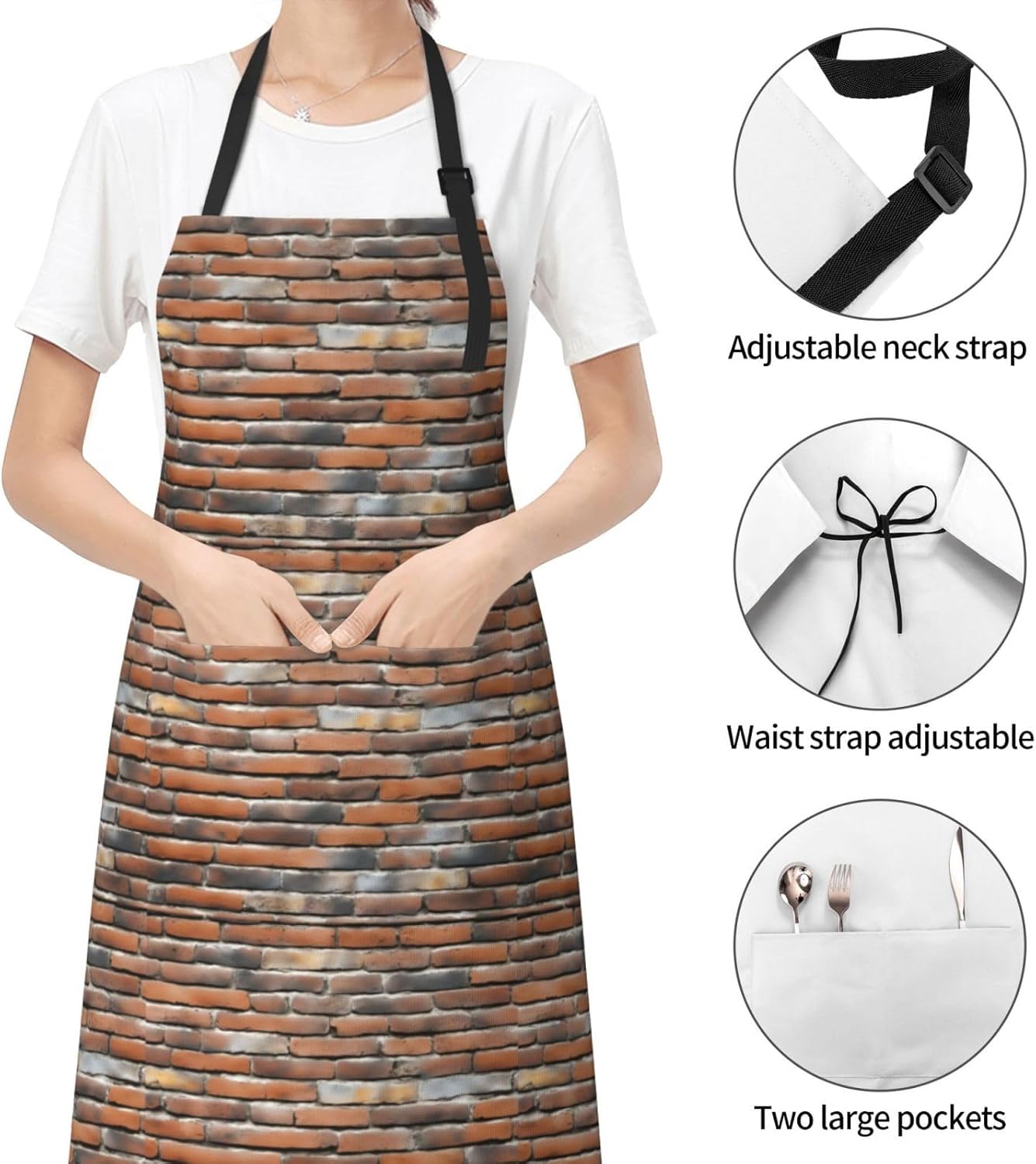 YANYU Old Brick Wall Print 28x33 In Kitchen Apron Stylish Chef Apron w