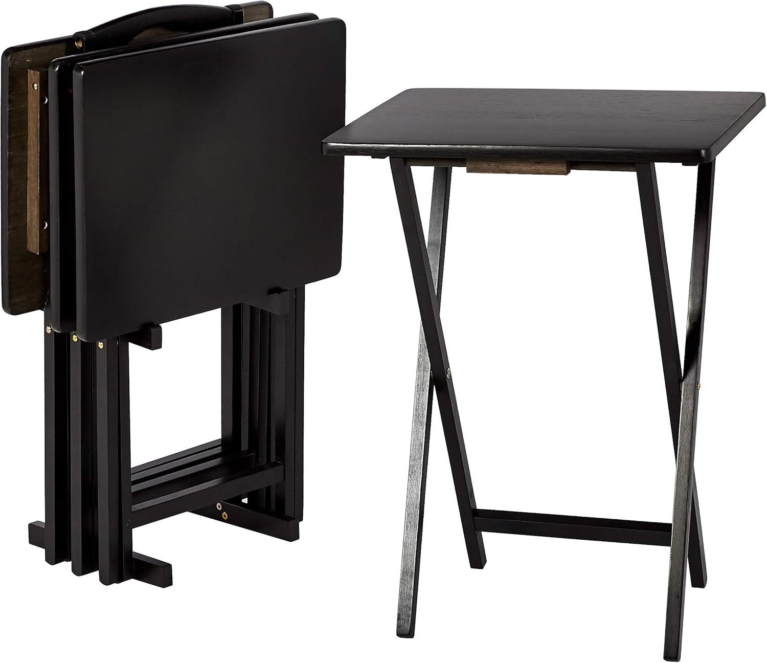 Amazon Basics Portable Foldable TV Tray Table with Storage Rack, Space