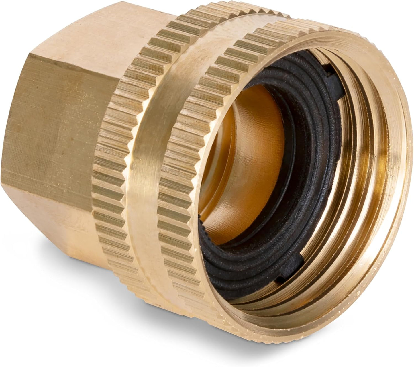 Gilmour Pro Brass Double Female Hose Connector, Swivel Hose Connector Thread Size 1/2" NPT (F) to 3/4" NH (F)