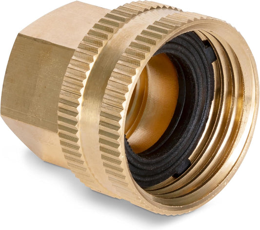 Gilmour Pro Brass Double Female Hose Connector, Swivel Hose Connector Thread Size 1/2" NPT (F) to 3/4" NH (F)