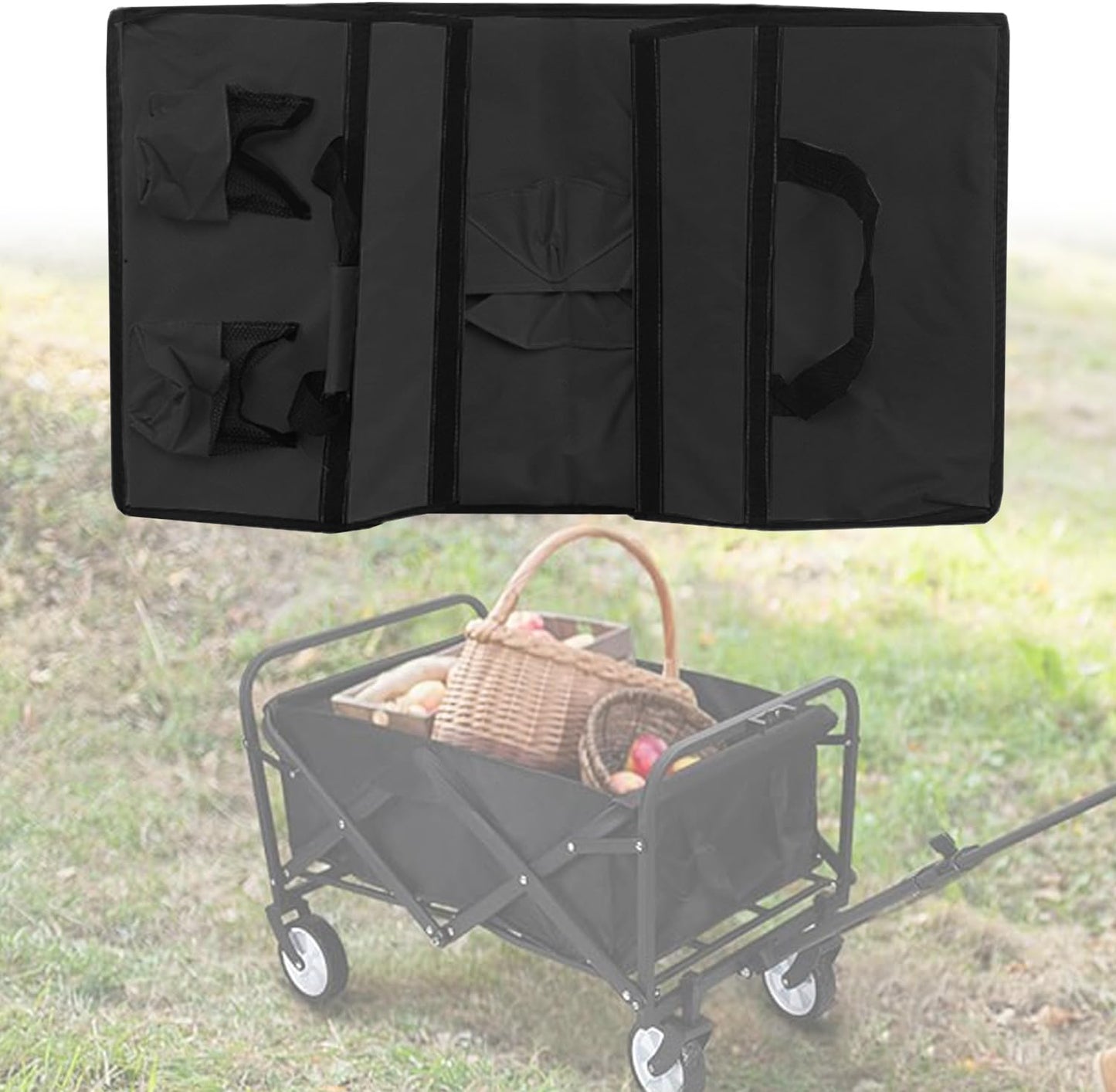 Camping Cart Liner Foldable Wagon Cloth Pocket,Beach Cart Large Capacity Cloth Pocket,for Station Wagons Front and Rear Foldable,Replacement Cloths Bags Size fits Length24-30 Height7-11