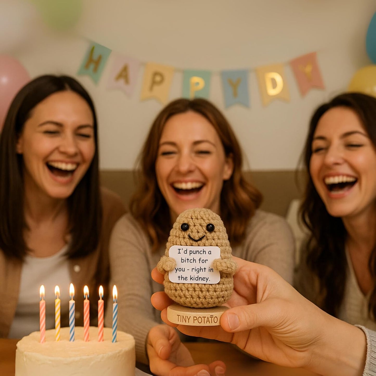 Funny Friendship Gift - Tiny Potato with 30 Sassy Messages for Women Friends Bestie BFF Bestfriend Coworkers - Best Friend Birthday Gifts for Women Men Her Him Sister Classmate - Positive Crochet