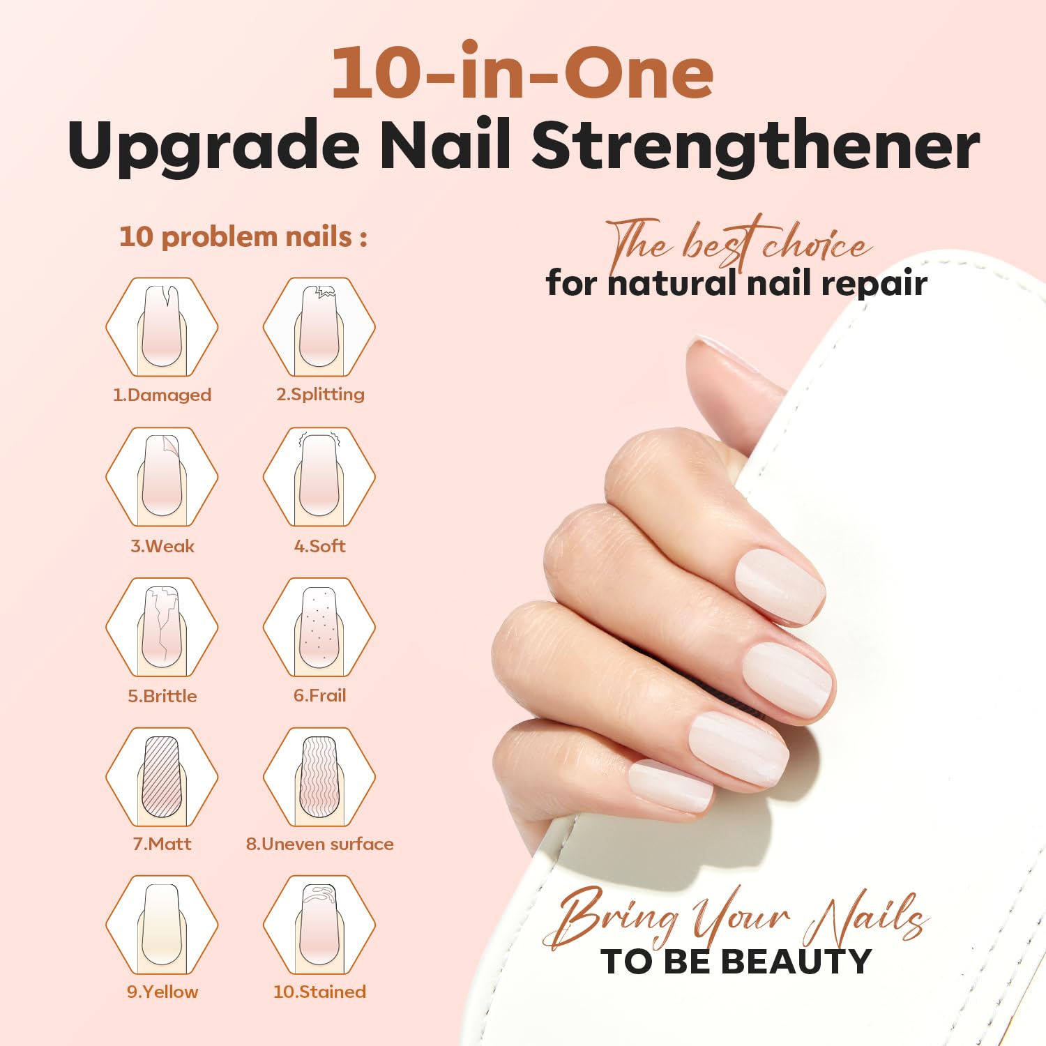 modelones Nail Strengthener, Milky White Nail Polish Nail Repair for D