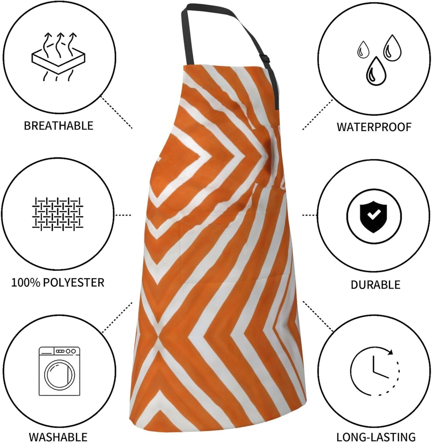 YANYU Orange and White stripe Print 28x33 In Kitchen Apron Stylish Che