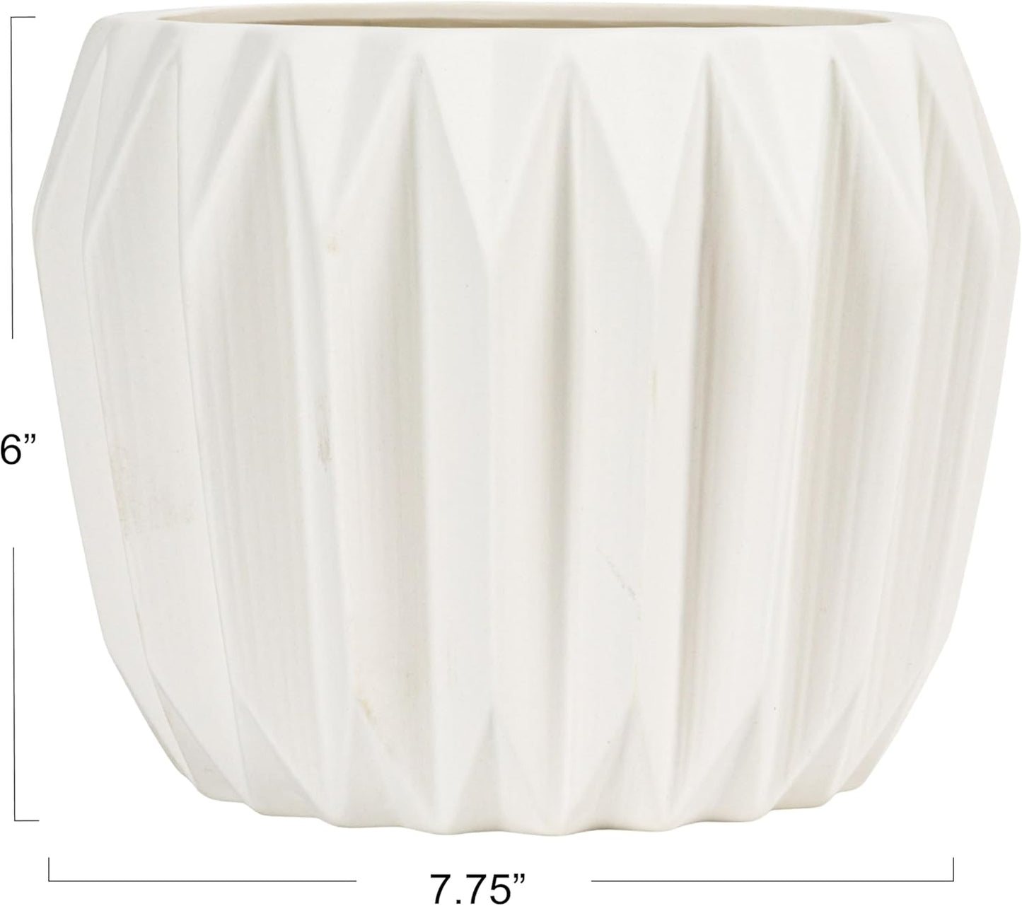 Bloomingville White Fluted Stoneware Flower Pot