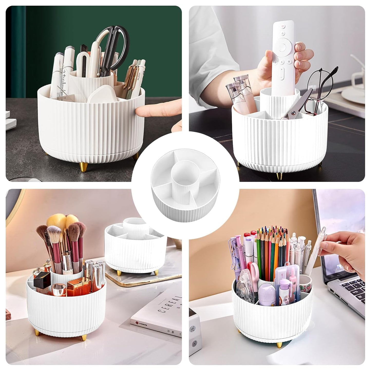 Diesisa Makeup Brush Holder Organizer,360° Rotating Makeup Brush Organ