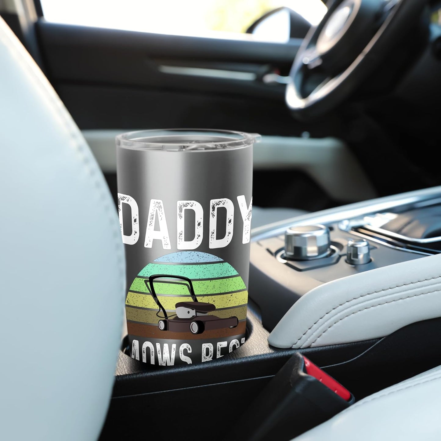 Funny Daddy Mows Best Lawn Care Grass Mowing Lawn Mower Dad Stainless Steel Insulated Tumbler