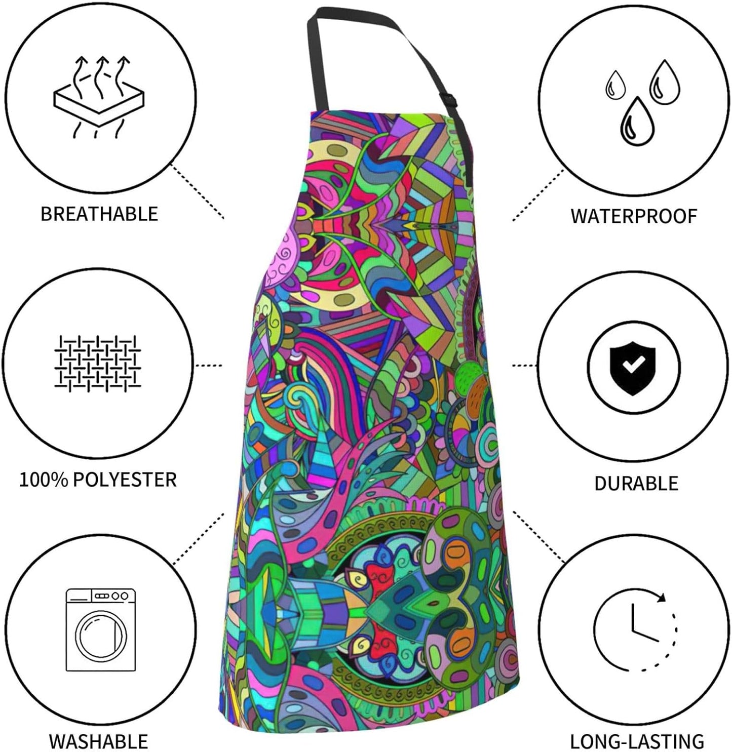Graffiti print Waterproof apron with pocket adjustable cooking apron for adult kitchen bibs to bake