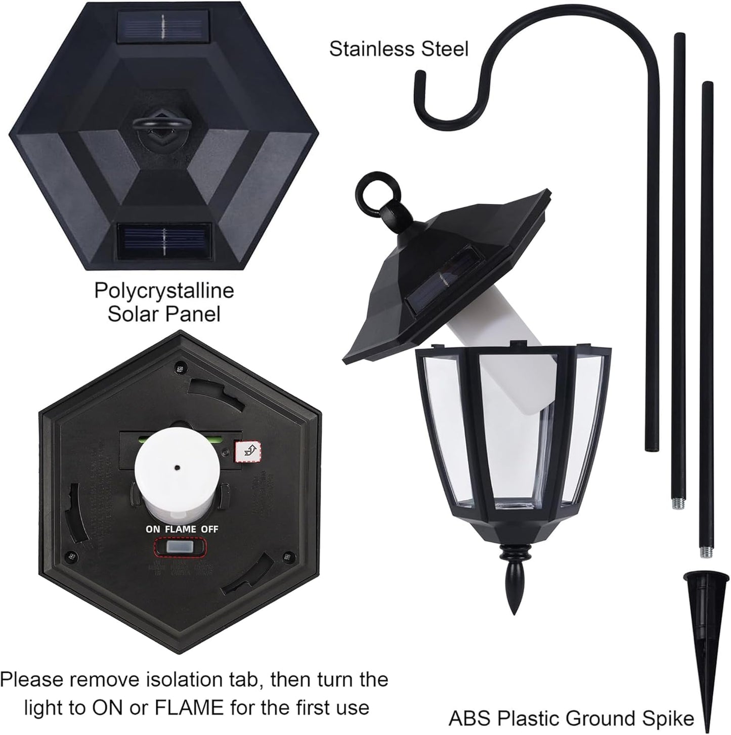 Dynaming 4 Pack Solar Flame Hanging Lights Outdoor, Halloween Solar Fl