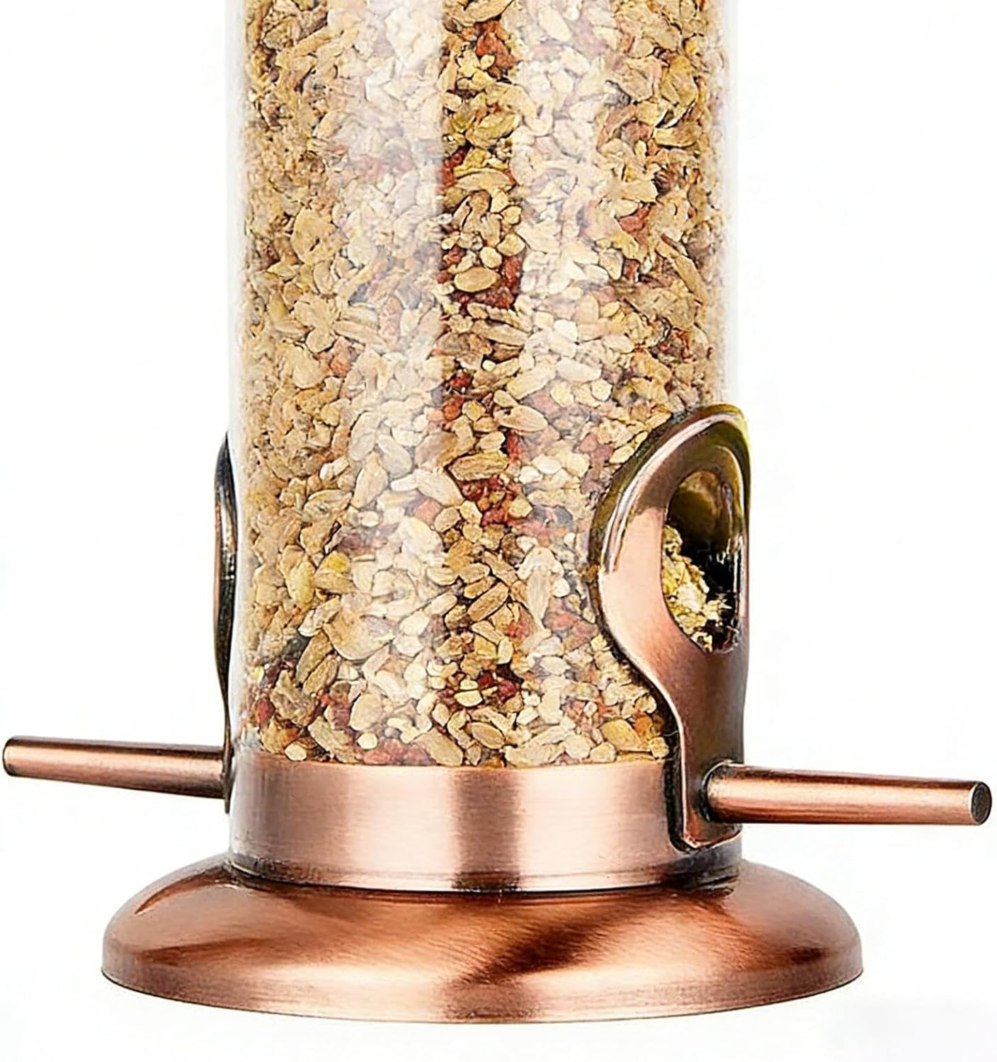 Metal Bird Feeder, Sturdy Copper Feeding Tool, Anti Squirrel with Secure Lid, Heavy Duty Weather Resistant Feeders Tool, Outdoor Feeder with Vintage Style, Animal Feeding Tools for Balcony Use