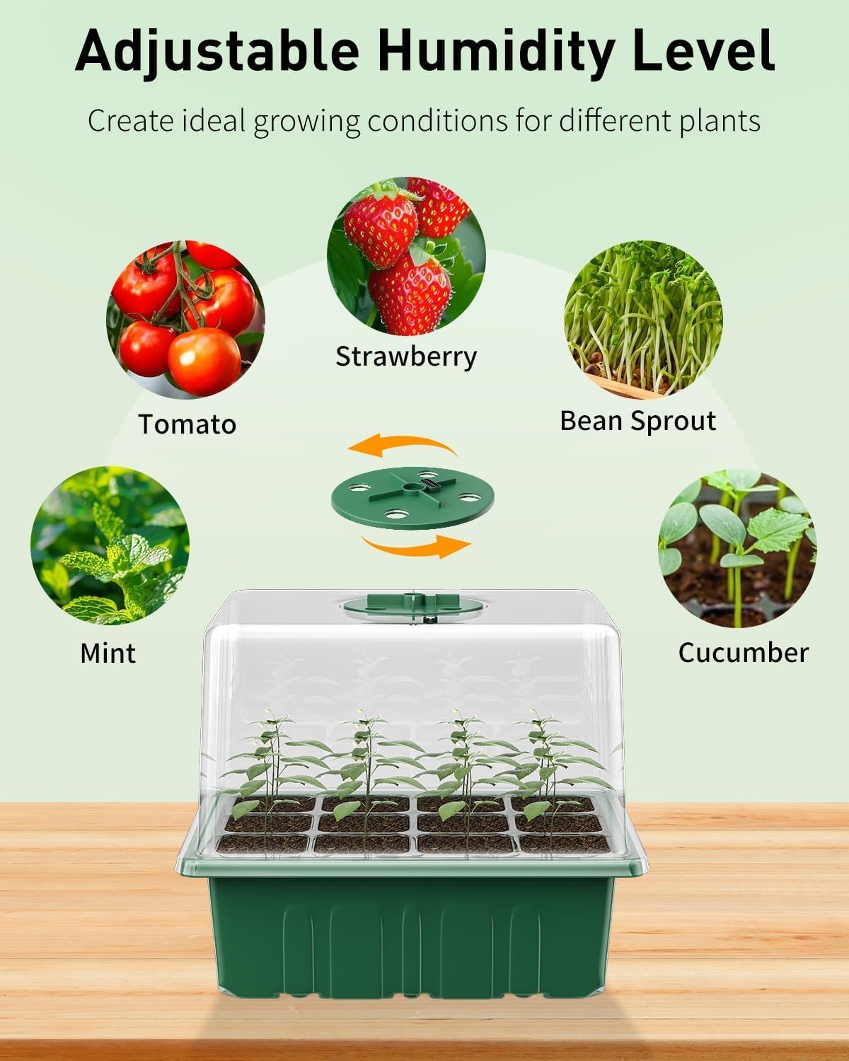 Pawfly 6 Pack Seed Starter Kit, 72 Cells, Seed Starter Trays with Adju