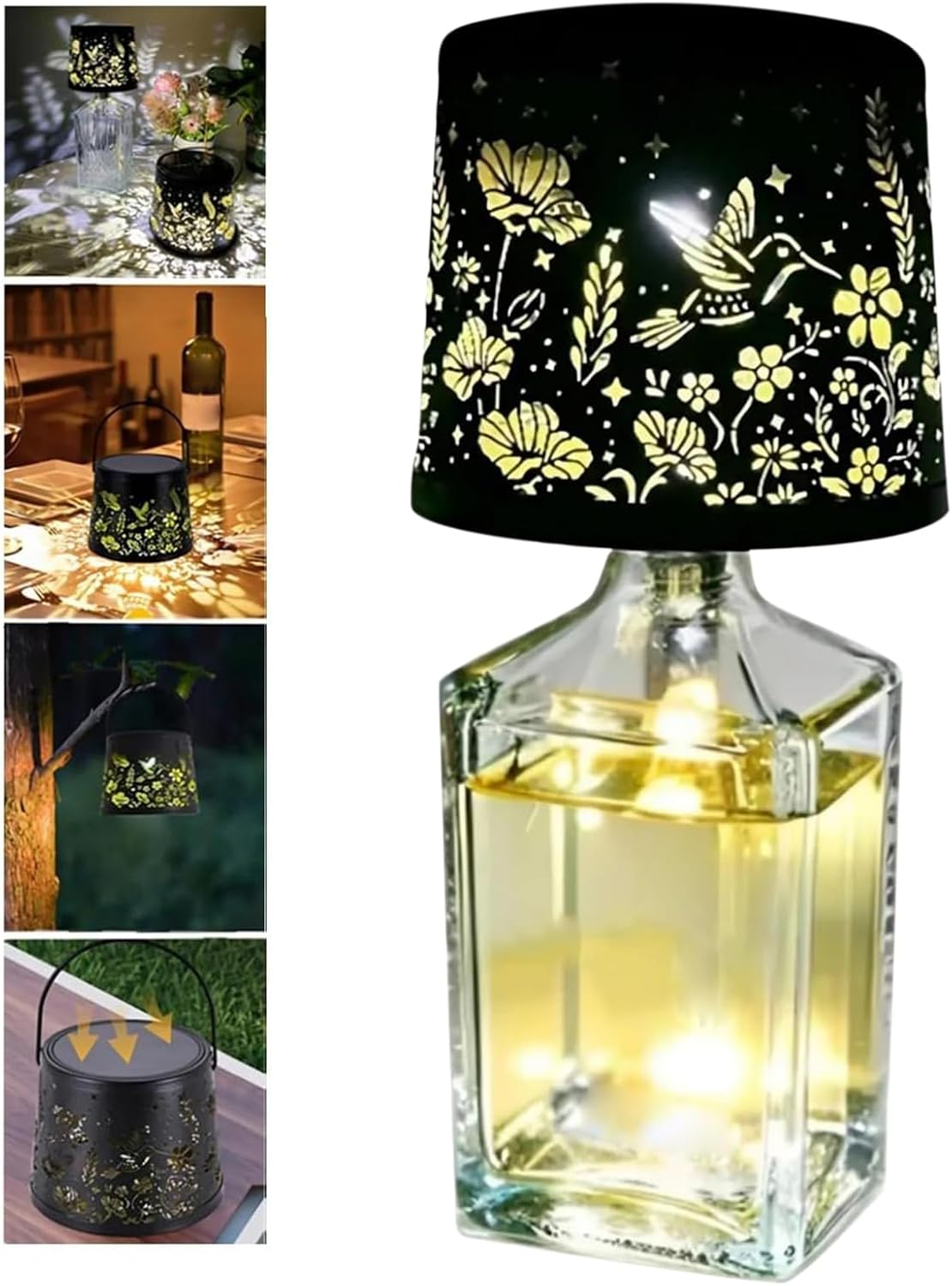 Wireless Bottle Lamp, Rechargeable Solar Light, Waterproof Night Lamps with Ambient Feature, Wine Decor, LED Lamp with Design, Outdoor Garden Yard Accessory for Camping Party and Home Use