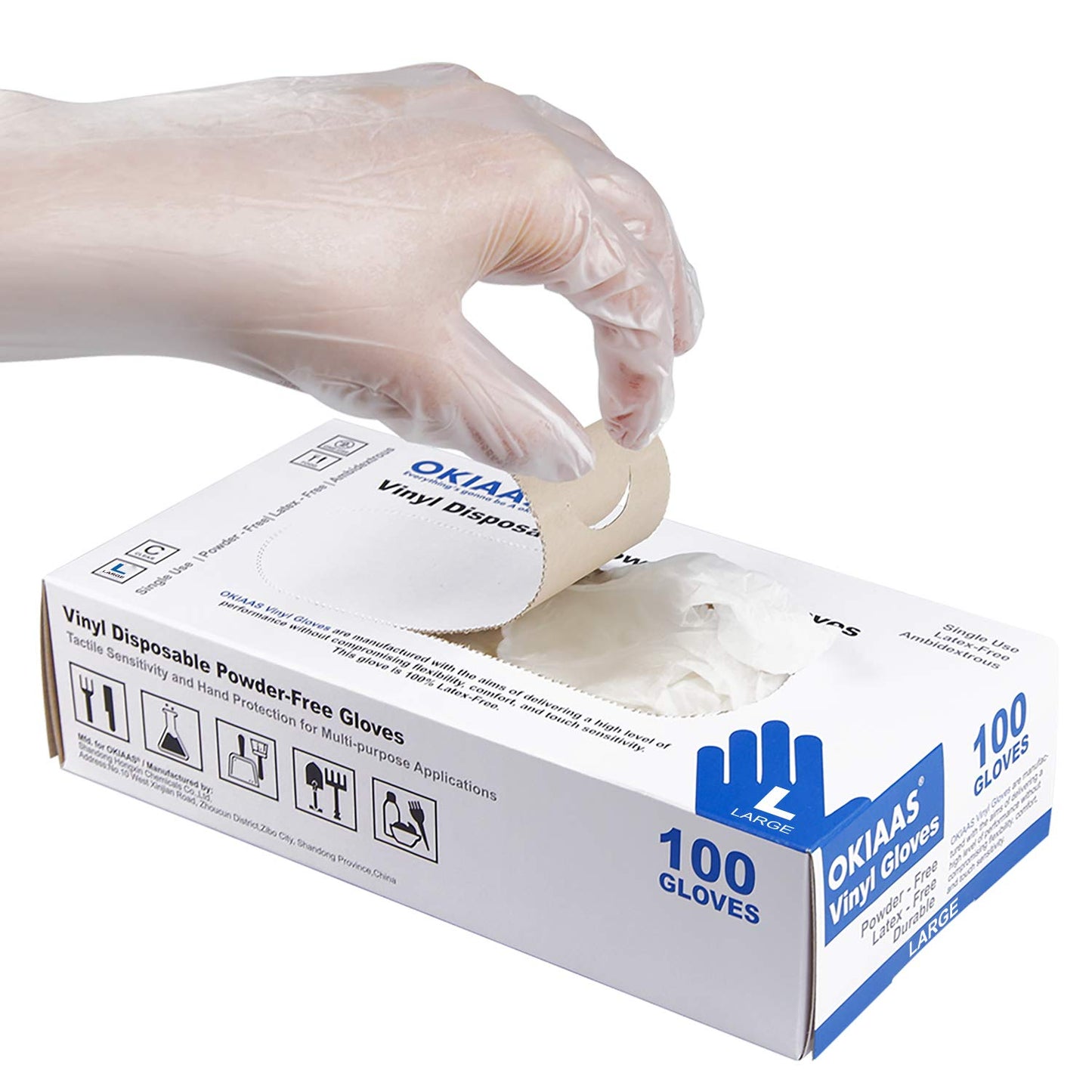 OKIAAS Disposable Gloves M, Food Safe | Latex-Free and Powder-Free Cle