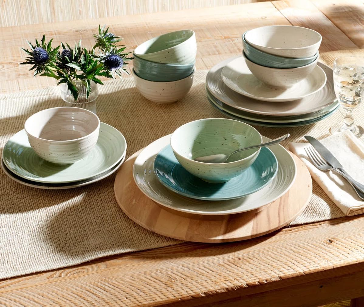 Sango Siterra Artist's Blend 16-Piece Stoneware Dinnerware Set for 4, 