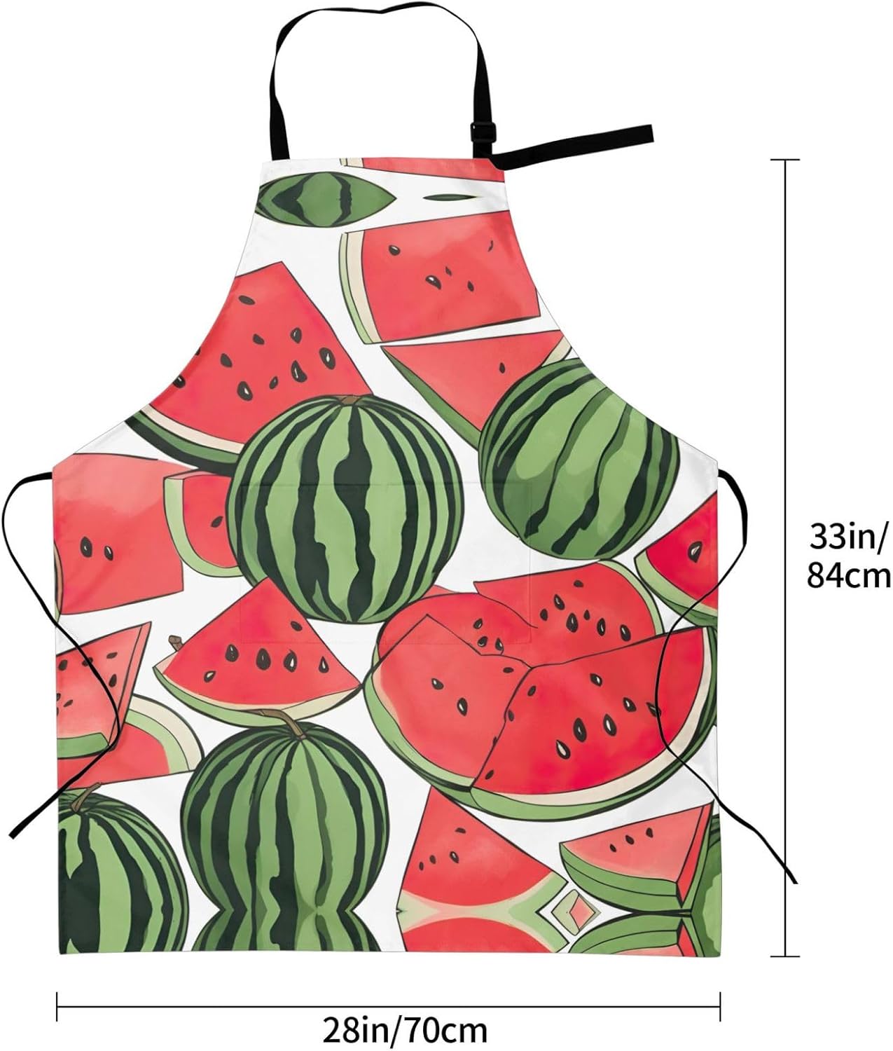 Red Watermelon print Waterproof chef's apron with pocket apron for kitchen cooking baking barbecue and gardening