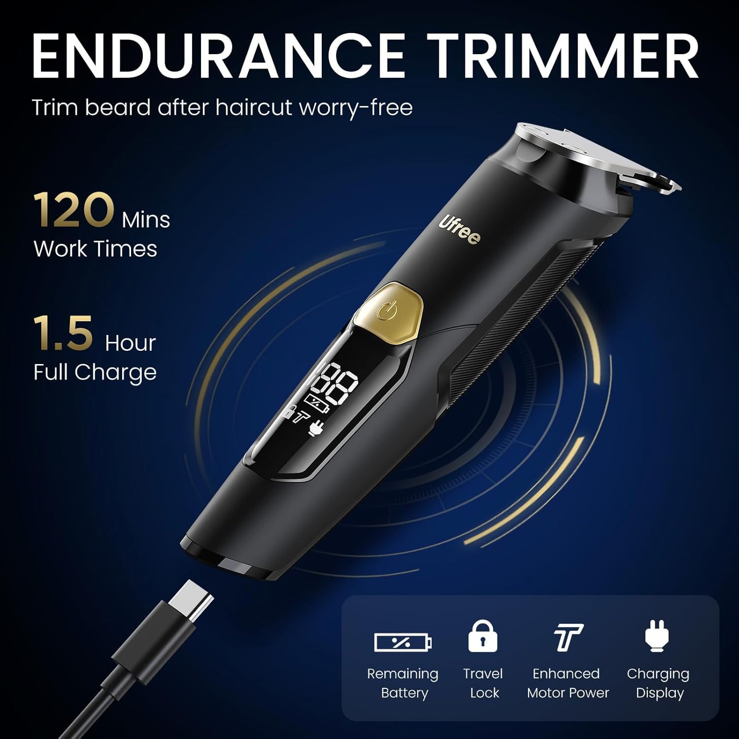 Ufree 3-in-1 Beard Trimmer for Men, Valentine Gifts for Men, IPX6 Wate