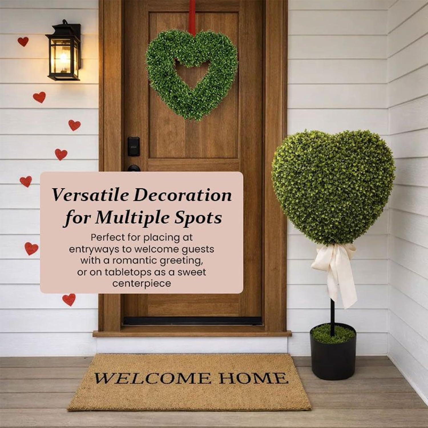 Boxwood Topiary Heart, Valentines Faux Planter, Small Green Potted Pla