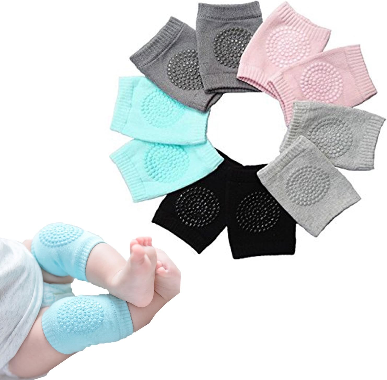 BOSONER Baby Crawling Anti-Slip Knee, Unisex Baby Toddlers Kneepads 5 