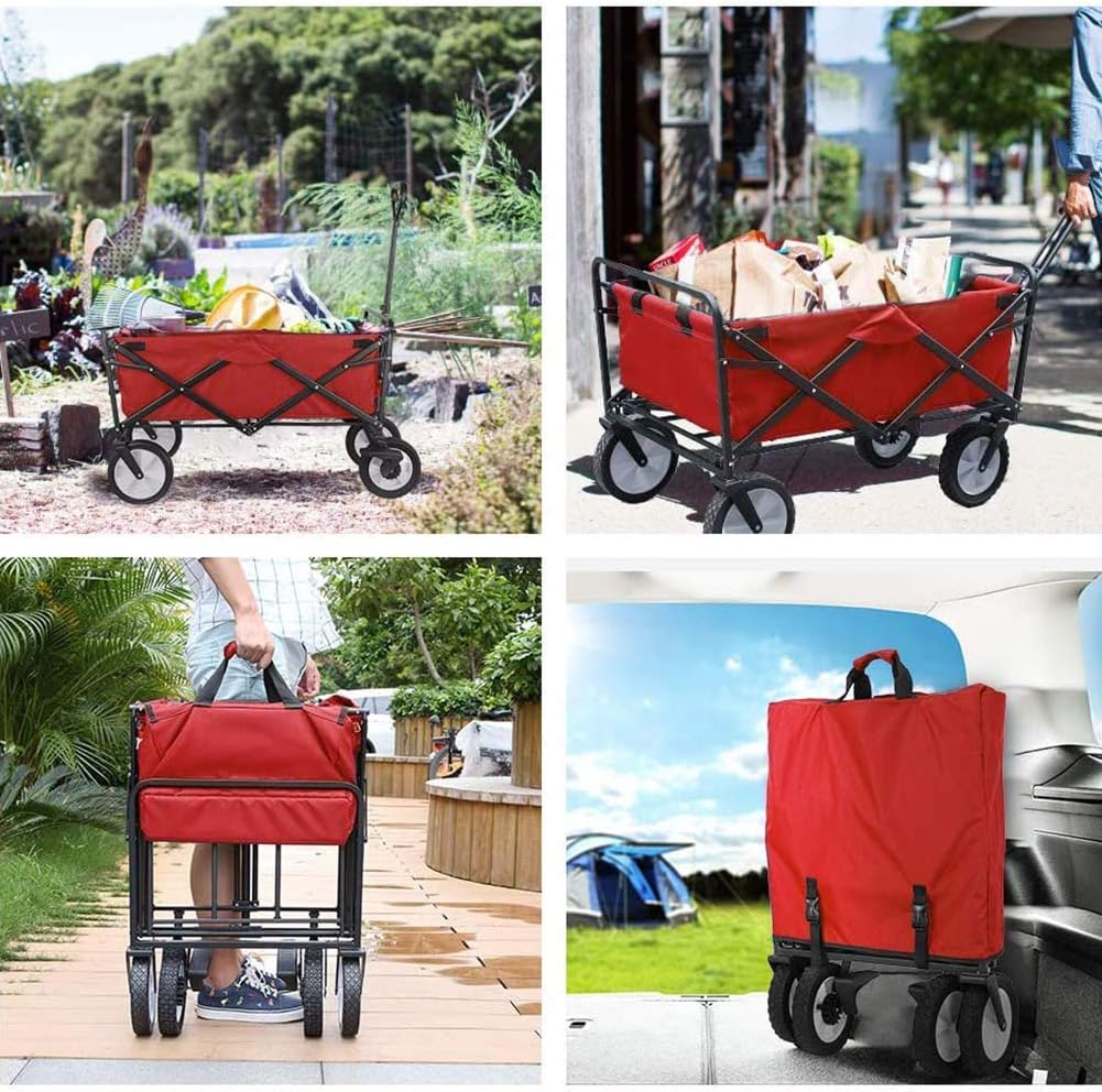 Outdoor Utility Wagon, Heavy Duty Folding Garden Portable Hand Cart, w