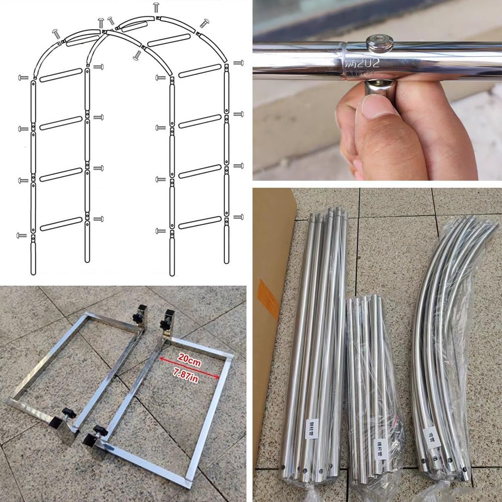 Stainless Steel Garden Arbor for Climbing Plants, Heavy Duty Trellis Pergola Archway, Outdoor Support for Roses and Vines, 2.6x2.4m (8.5x7.9ft) Yard Decor
