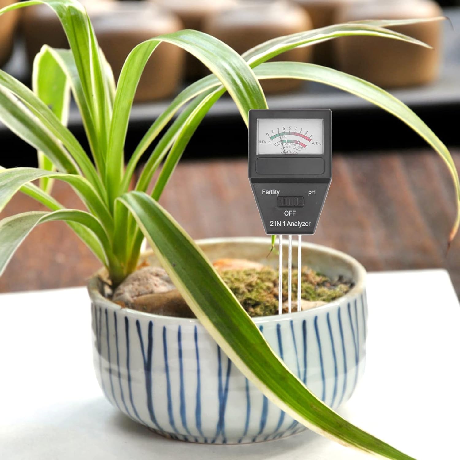 aqxreight 2 in 1 Soil Meter Fertility Tester with 3 Probes ABS Soil Me