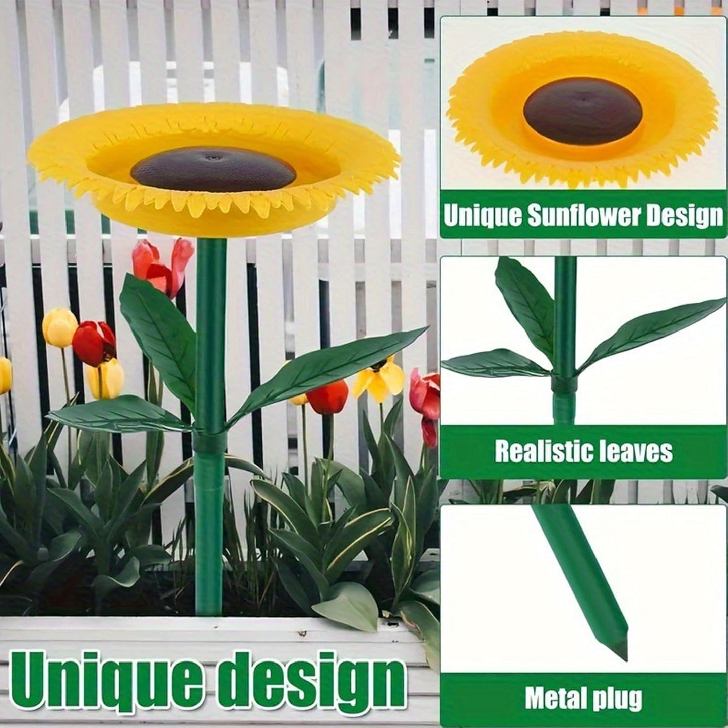 Sunflower Bird Feeders Outdoor, Standing Flower Dish Birds Feeding, Garden Feeder Baths for Wild Birds, Sunflower Tray Stake for Garden Decoration