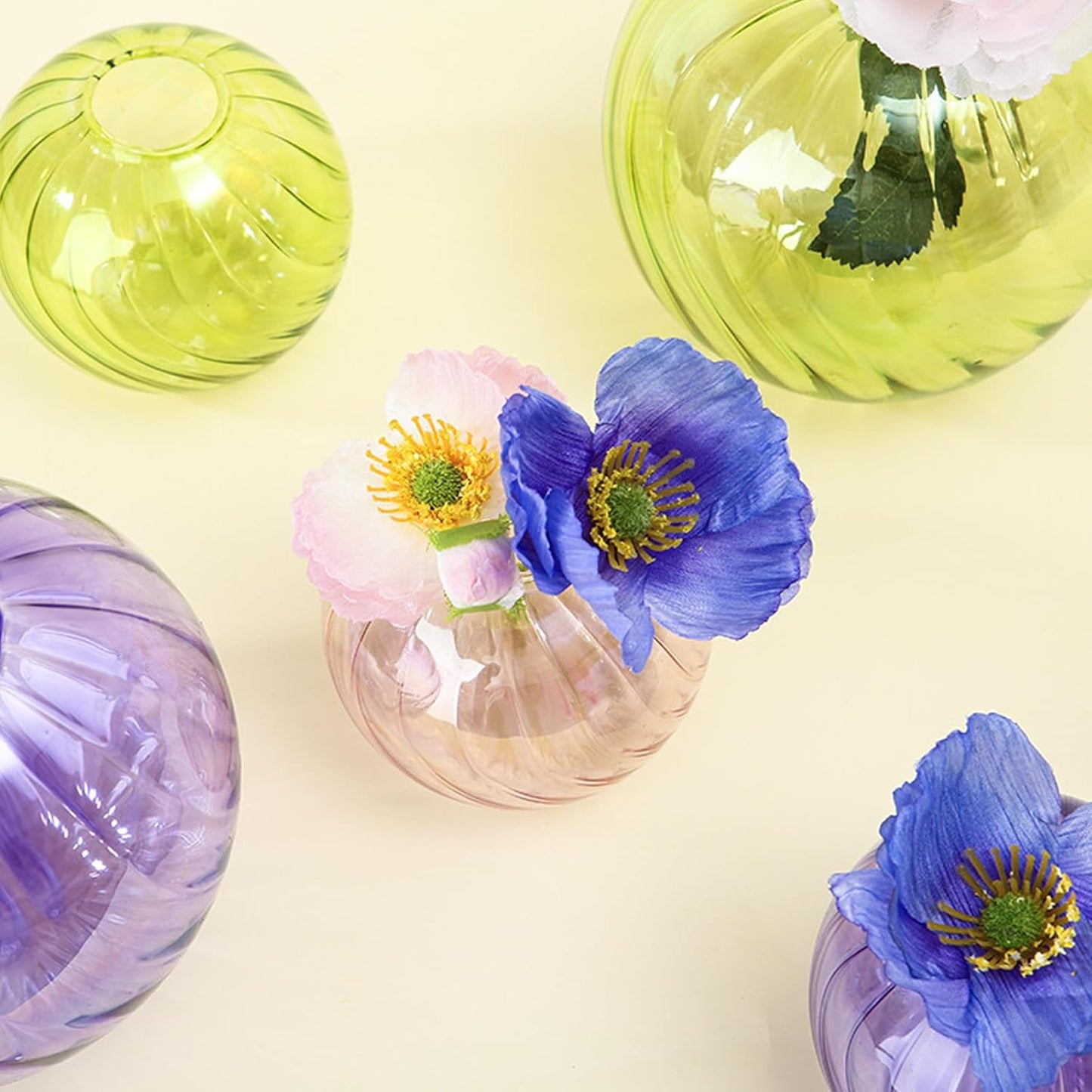 French Luxury Glass Ball Vases Clear Flower Buds Arrangement Planter P