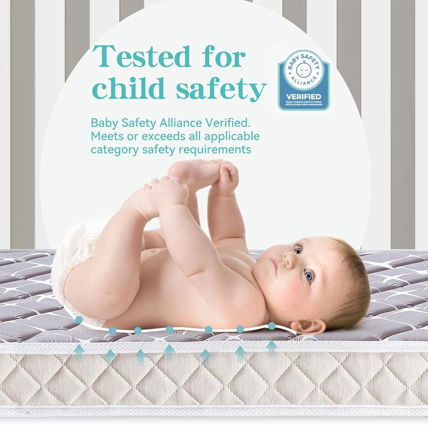 Premium Hypoallergenic Baby Crib Mattress and Toddler Mattress - 52" x 27.6" x 5" - Breathable - Firm Soft - Fits Standard Cribs and Toddler Beds