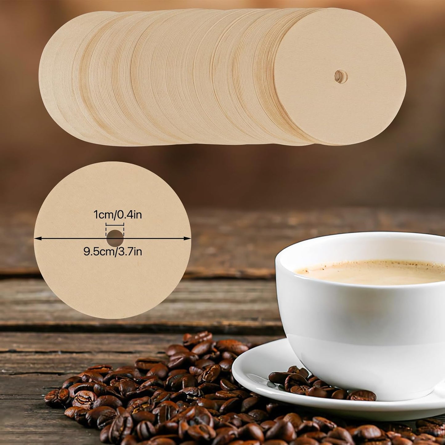 300 Count Percolator Coffee Filters, 3.75in Natural Unbleached Disposable Coffee Filter Disc Coffee Filters for Percolators Camping Coffee Pot Home Office Use