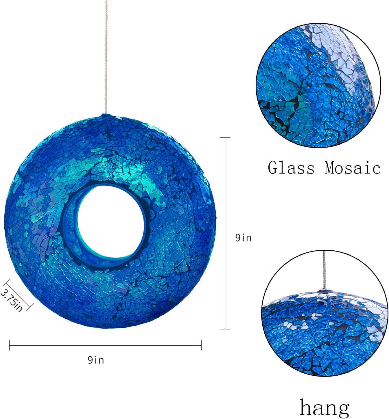 Topadorn Bird Feeder Fly Through Mosaic Round Stained-Glass Birdfeeder
