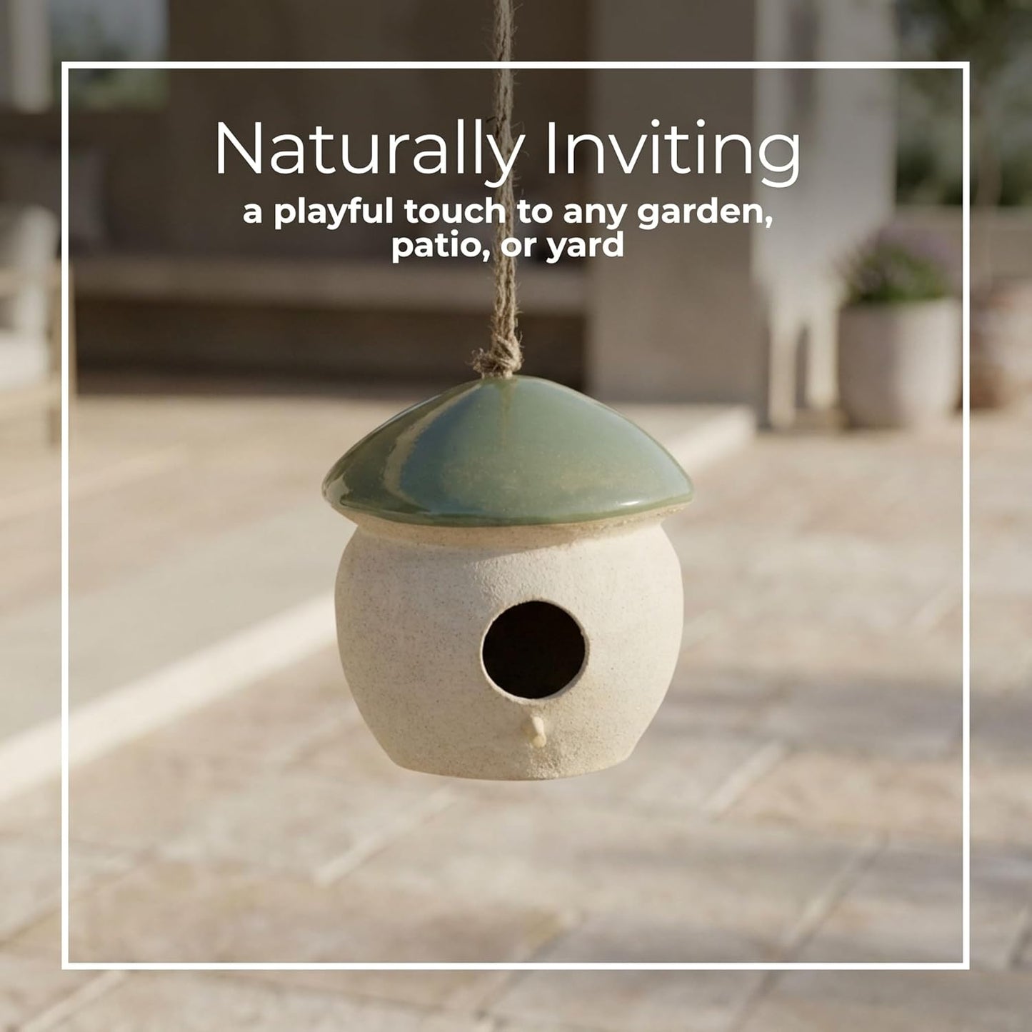 Decorative Bird House Feeder for Outdoors - Round Hanging Bird Feeder for Windows, Yard, and Garden Display - Charming Bird Houses for Outside Patio, Backyard, and Tree Decoration - 4", Green