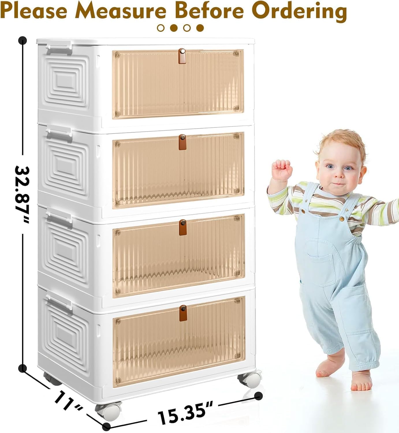 CTSNSLH 4 Tier Plastic Storage Bins and Boxes Organizer - Stackable wi